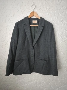 Womans Pendleton Herringbone Blazer 100% Virgin Wool Vintage Grey Lined - Picture 1 of 14