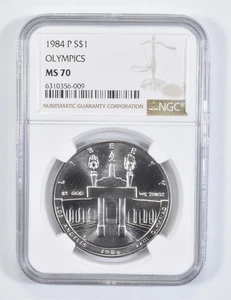 MS70 1984-P Olympic LA Olympiad Commemorative Silver Dollar NGC *1503 - Picture 1 of 5