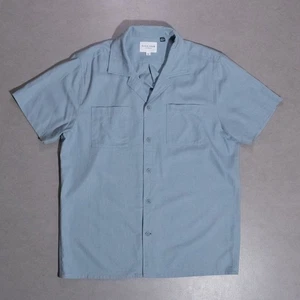 Five Four Mens Clifford Camp Collar Linen Blend Button Down Short Sleeve Shirt M - Picture 1 of 5