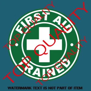 FIRST AID TRAINED DECAL STICKER COMMERCIAL OH&S VAN WARNING DECALS STKCERS - Bild 1 von 1