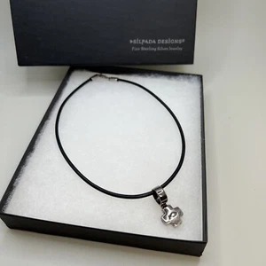 Silpada Sterling Silver 925 Cross Pendant Black Leather Choker Necklace 15 in - Picture 1 of 10