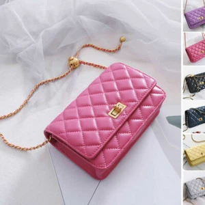 Mini Sheepskin Leather Small Flap Purse Coin Wallet w/ Adjustable Chain Strap - Picture 1 of 18