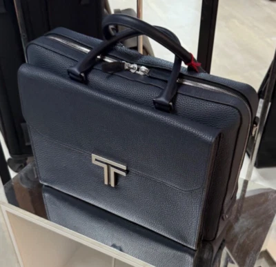 NEW Tumi TURIN VINCENZO 16.0” Leather Top Zip Brief Laptop Briefcase  NAVY BLUE - Image 1 of 2