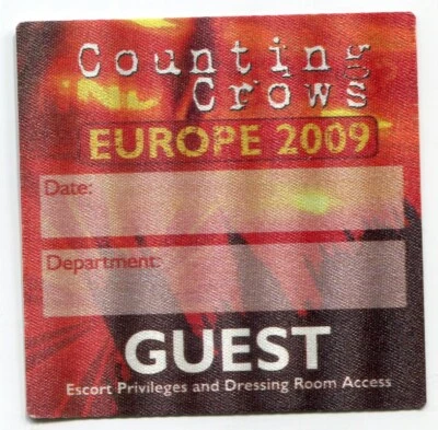 Vintage 2009 Counting Crows Concert Guest Backstage Pass Europe - Image 1 of 2