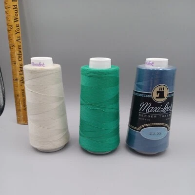 3 Assorted Maxi-Lock Serger Thread 3000 Yard 100% Polyester  Thread Used a Bit!! - Image 1 of 4