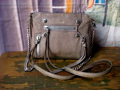 BOTKIER Logan Crossbody Bag Sage Gray Pebbled Leather Shoulder Chain Purse - Image 1 of 4