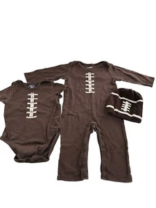 The Childrens Place 3 Piece Lot 12-18 Football Theme One Piece Baby Infant Hat - Picture 1 of 10