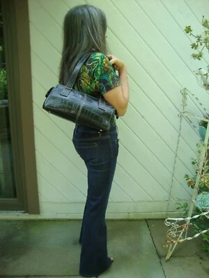 Fossil Black Leather Embossed Baguette  - Image 1 of 4