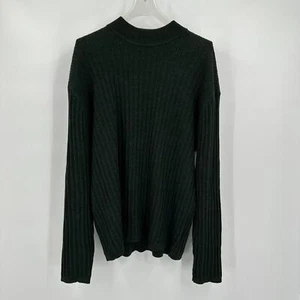 J Ferrar Mens Merino Wool Sweater Size XL Hunter Green Ribbed Preppy Academia - Picture 1 of 8