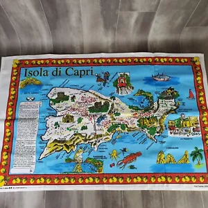 Isola di Capri, Italian Made Topographic Map 100% Cotton Tapestry (35" x 22") - Picture 1 of 8
