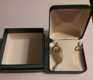 14k Yellow Gold Stud Claddagh Earrings / New In Box / Thomas Long Co. - Picture 1 of 15