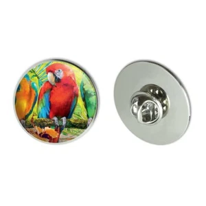 Colorful Tropical Rainforest Parrots Metal 1.1" Tie Tack Hat Lapel Pin Pinback - Picture 1 of 5