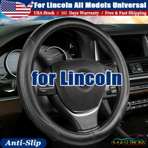 2024 Genuine Leather Car Steering Wheel Cover for Lincoln Anti-slip 15in / 38cm - Picture 1 of 12
