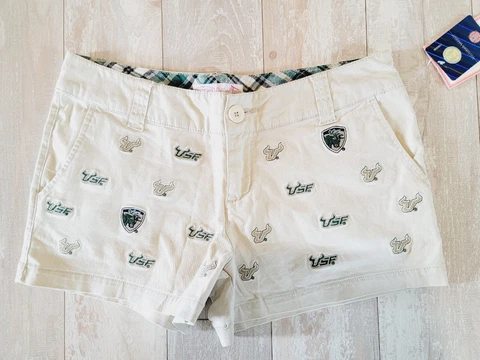 USF 7 S. Florida Bulls Shorts Embroidered E5 College Classics Womens Sz 7 NWT Cover