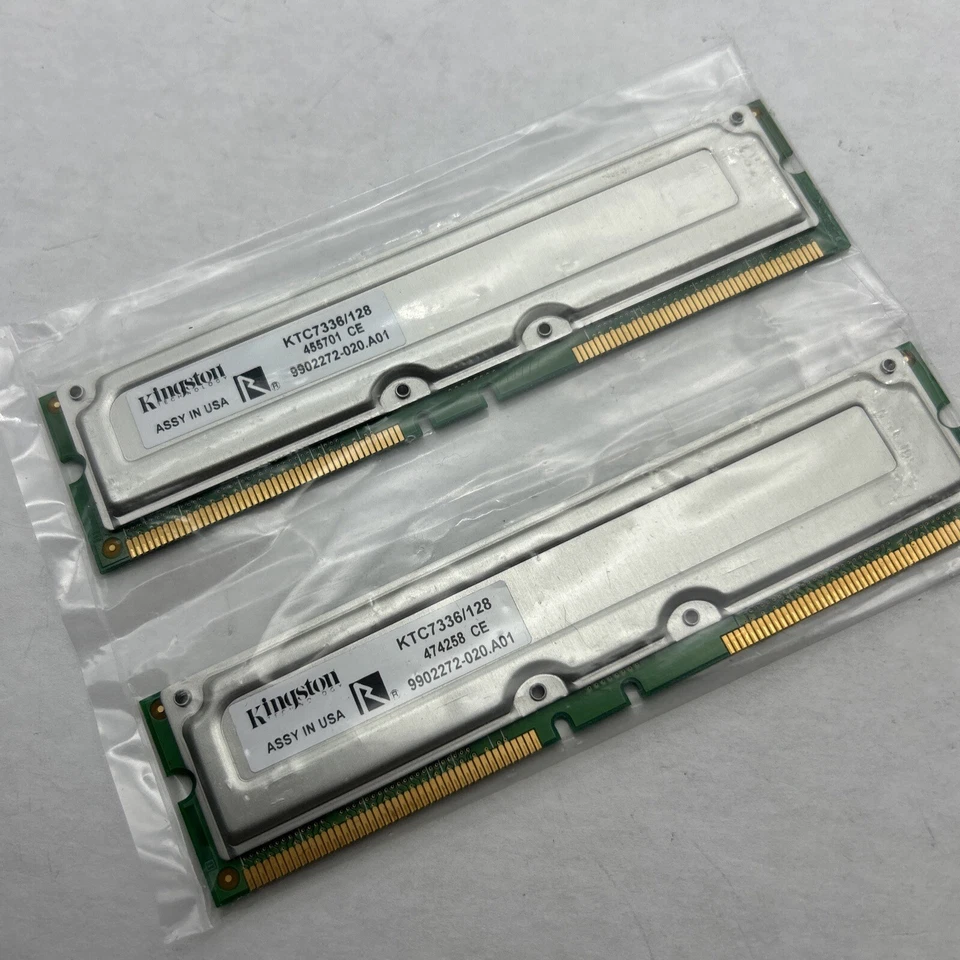 256MB ECC 2x128mb Kingston RAMBUS Modules 600 184 pin RDram Memory #KTC7336/128 - Image 1 of 4