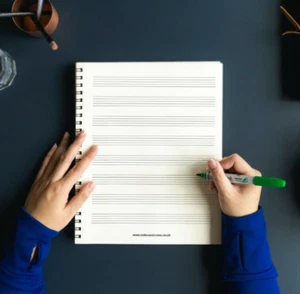 A4 Music Composition Notebook 8 Manuscript Staves and Lined Note Paper Piano - Picture 1 of 7