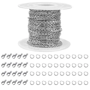 33 Feet Stainless Steel Jewelry Chains for Jewelry Making Silver Chain Roll - Picture 1 of 7