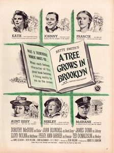 Print Ad Tree Grows Brooklyn Film 1945 Full Page Large Magazine 10.5"x13.5" - Picture 1 of 1