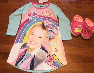 Pijamas e chinelos Nickelodeon JoJo Siwa camisola feminina novo tamanho 6-6X - Imagem 1 de 4