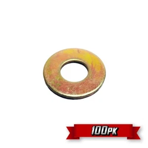 SAE Heavy-Duty Mil-Carb Flat Washer, 1/4" ID, 5/8" OD, Yellow Zinc {100pk} - Picture 1 of 2
