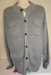 Peter Millar Gr. XL Crown Crafted grau geknöpfte Strickjacke Merinowolle Leinen UVP 350 $ - Bild 1 von 13
