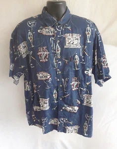 Sportif USA Mens Shirt XL Multicolor Fish Bar Theme Short Sleeve Pocket - Picture 1 of 7