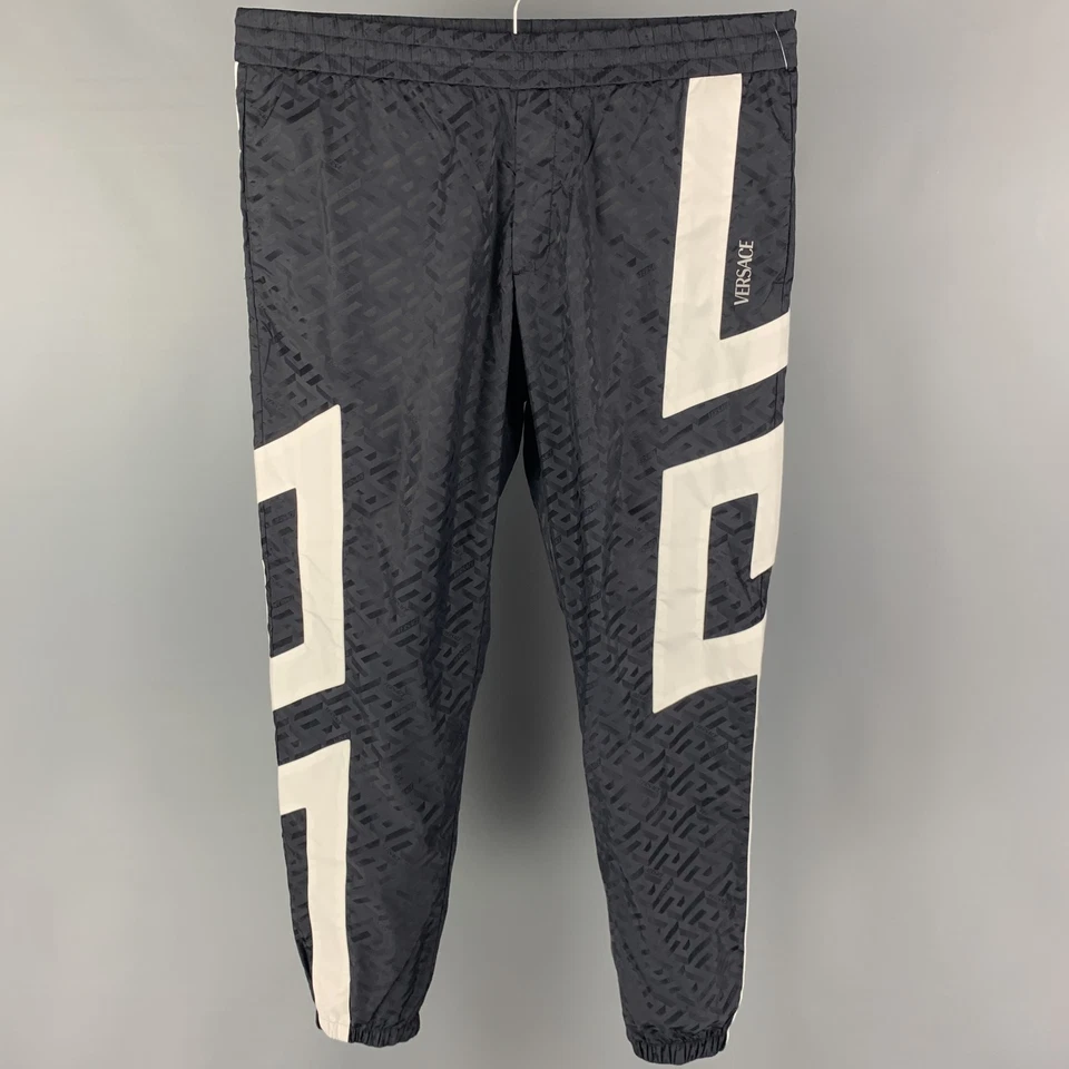 VERSACE Taille 38 Marine Blanc Couleur Bloc Pantalon Décontracté - Photo 1/4