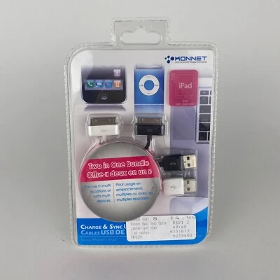New Konnet Charge & Sync USB Cables iPods iPhones See Desc for Compatible Models - Image 1 of 2