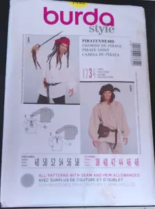 Burda Style Pattern 7332 Mens Costume: Pirate or Medieval Peasant Shirt Sz 38-48 - Picture 1 of 2