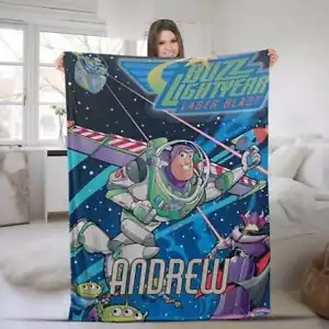 Personalized Toy Story Buzz Lightyear Laser Blast To Infinity And Beyond Blanket - Picture 1 of 4