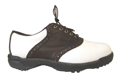 Zapatos de golf FootJoy para hombre talla 7,5 W contorno blancos y marrones Foto 1 de 4