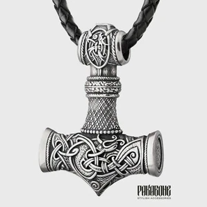 COLLANA MJOLNIR TAGLIA EXTRA LARGE THOR'S MARTELLO CIONDOLO GIOIELLI VICHINGHI NORVEGESI - Foto 1 di 8
