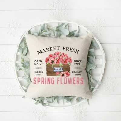 Vintage, Country, Pillow Cover, Flowers, New Handmade, Farmhouse, Spring, Gift - Image 1 of 4