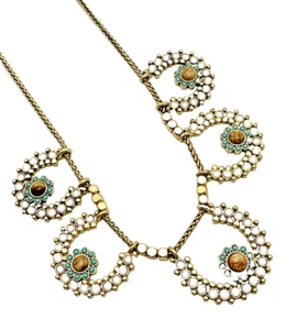 Nuevo Collar Babero LUCKY BRAND Acentos SemiPreciosos Tono Dorado Tribal 18" Nuevo con Etiquetas - Imagen 1 de 10