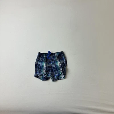 Just One You Carter's Shorts Boys Newborn Blue Green Plaid Elastic Waist Summer - Image 1 of 4