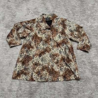 Vintage KOMITOR Coat Womens 3XL Brown Leopard Print Made in USA ILGWU 90s - Image 1 of 4