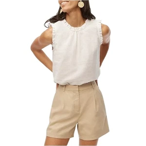 Nuevo con etiquetas Top J.Crew Blanco Lino Volantes Cuello Sin Mangas Talla S Verano - Imagen 1 de 8