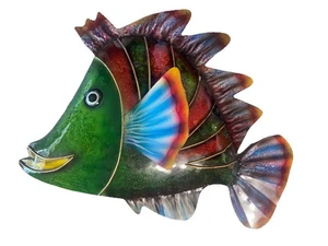 18” TROPICAL METAL FISH COLORFUL ART NAUTICAL PATIO HOME DECOR - Picture 1 of 1
