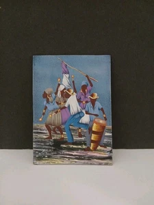 Pintura Original Haitiana RARA DRUM BAND Acrílico A Bordo Por Blanc 7"x 5" NUEVO - Imagen 1 de 6