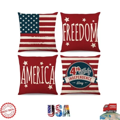 Fundas de cojín estrellas y rayas de moda - Juego de 18x18 para interior y exterior Foto 1 de 4