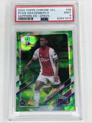 Ryan Gravenberch 2020-21 Topps Chrome UCL Sapphire Ed. RC Green #50/75 PSA 9 - Image 1 of 4