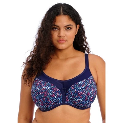 Sujetador deportivo multidireccional Elomi 36I azul marino Geo Energise Active Athleisure para mujer G5-22 Foto 1 de 4