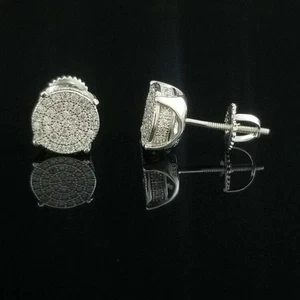 2.10Ct Round Cut Real Moissanite  Cluster Stud Earrings 14K White Gold Plated - Picture 1 of 4