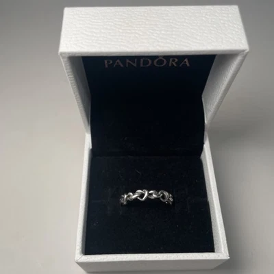 PANDORA 925 Sterling Silver Knotted Hearts Ring Size 6 - Image 1 of 4