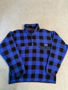 Chaqueta polar Patagonia Synchilla Snap-T azul y negro a cuadros búfalo para hombre talla L - Imagen 1 de 7