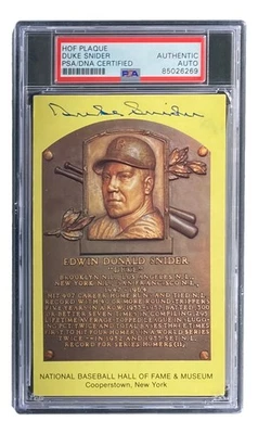 Duke Snider Signed 4x6 Brooklyn Dodgers HOF Plaque Card PSA/DNA 85026269 - Image 1 of 4