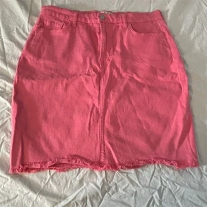 Jen 7 Women's Size 12 Pink Pencil Skirt, Casual,Belt Loops, Distressed Detailing - Picture 1 of 7