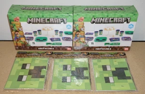 Minecraft Party Kit For 16 Plates Napkins Cups 80 Pieces Birthday + 24 Kid Masks - Picture 1 of 8