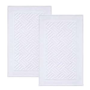Luxury Bath Mat Towels - 2 Pieces Cotton Absorbent Hotel Spa Shower Floor Tow... - Picture 1 of 7