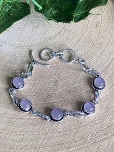 Rose Quartz Bracelet Sterling Silver 925 Plated Boho Retro Vintage Style Pink - Picture 1 of 2